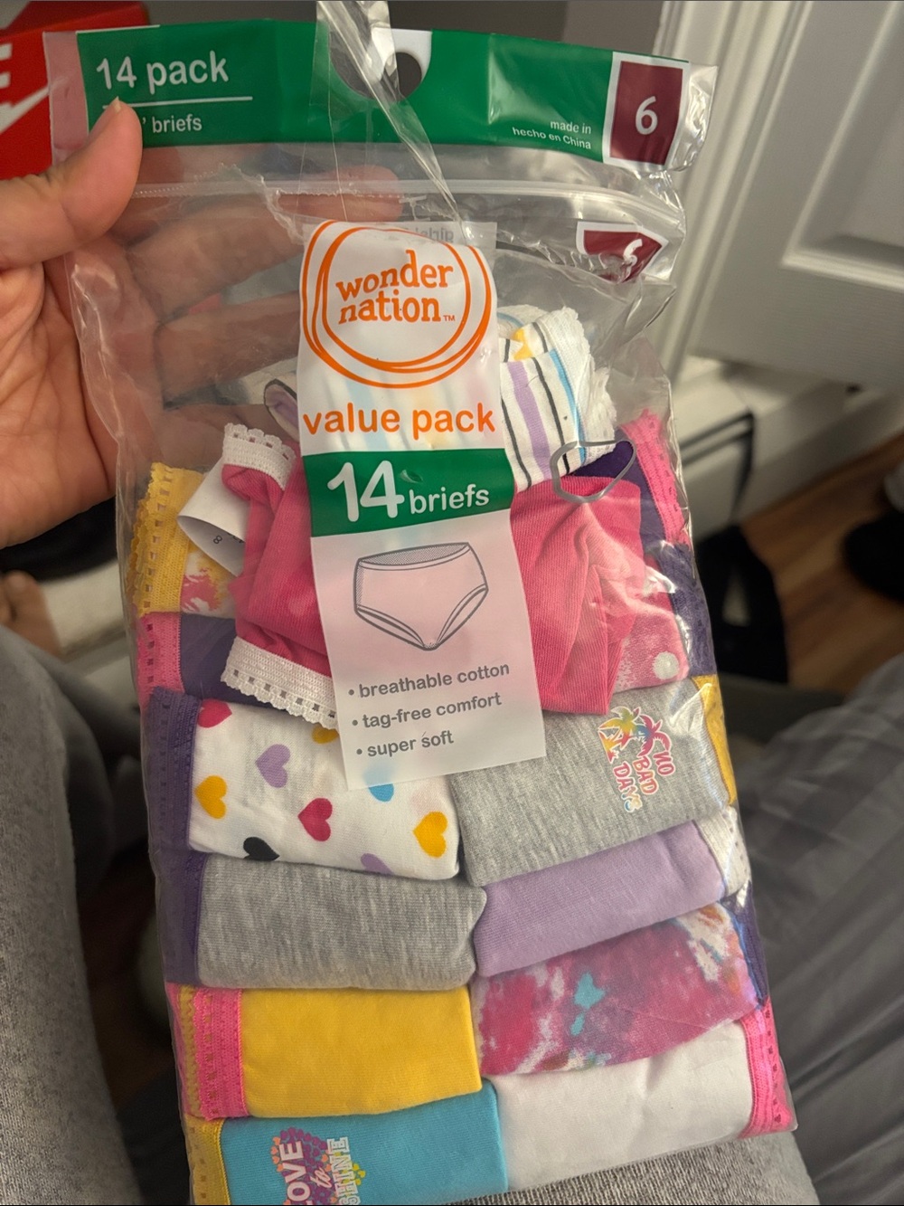 wonder nation Girls' Assorted Briefs Pack – Pink, Purple, Yellow, Gray, White